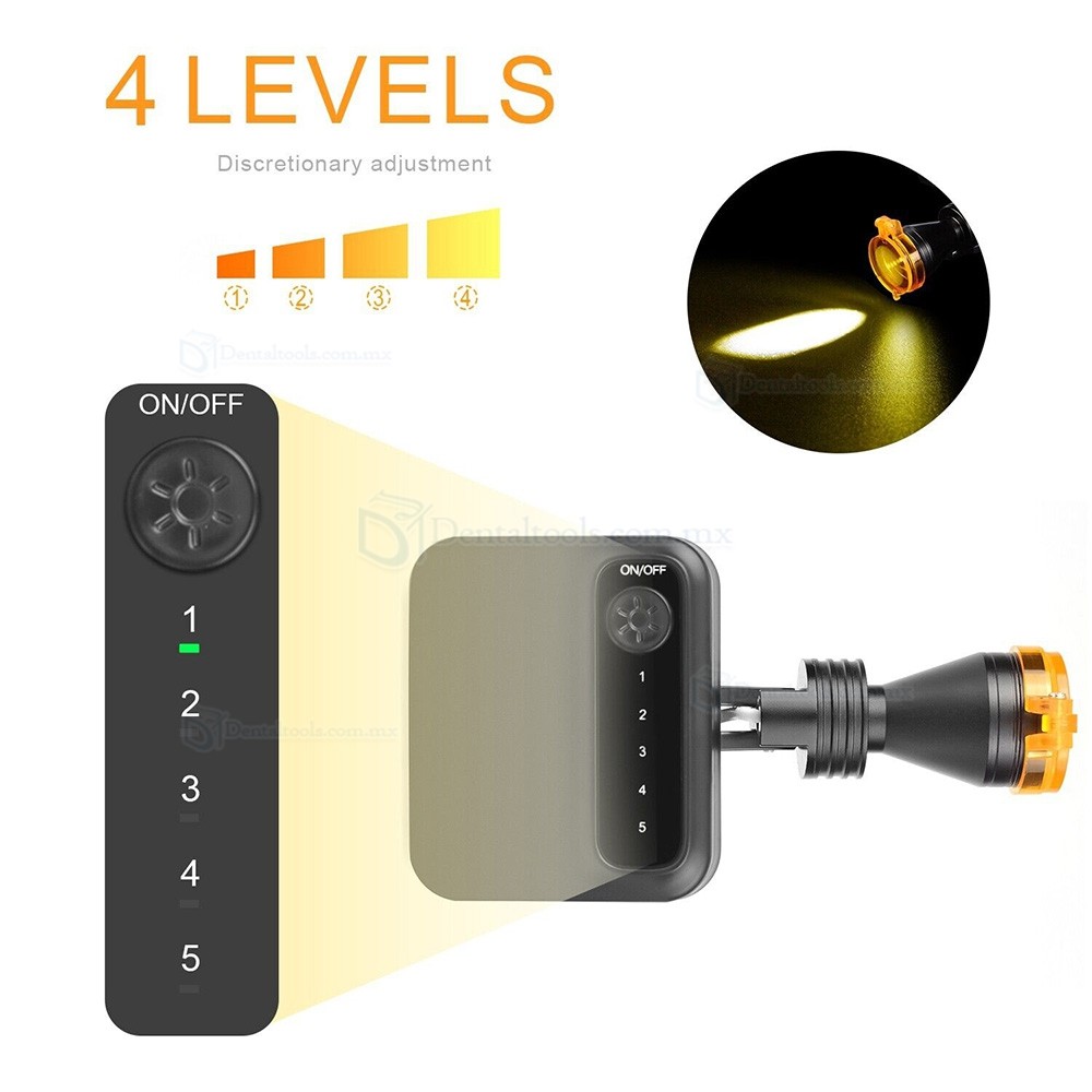 L&aacute;mpara frontal LED dental inal&aacute;mbrica de 5W con filtro y 2 bater&iacute;as